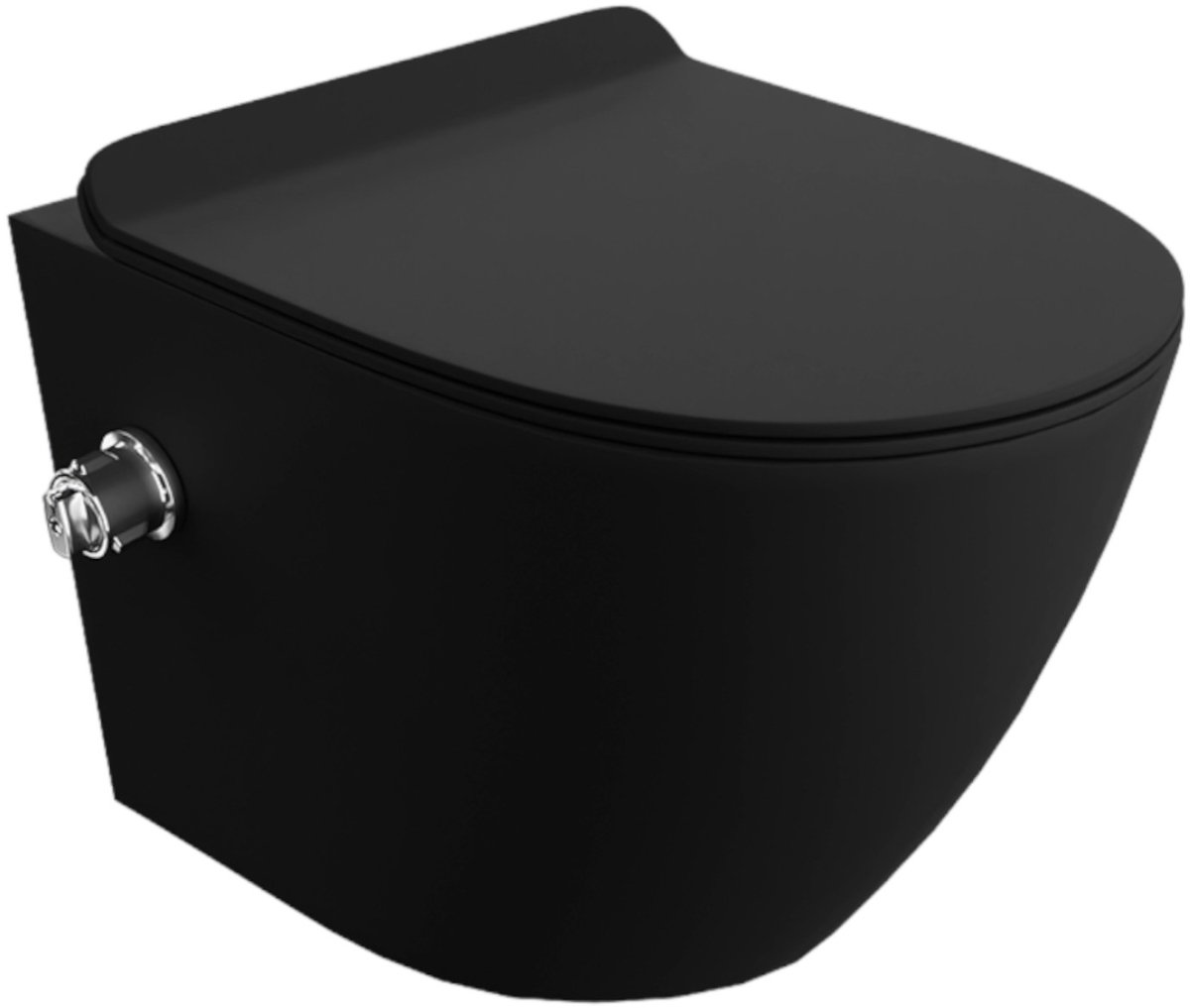 LAVITA® Compact Toiletpot Hangtoilet met bidetfunctie Salto Black - Zwart Mat - Hangend Rimless Randloos Toilet - Toiletbril Softclose zitting - Wandcloset Badkamer WC