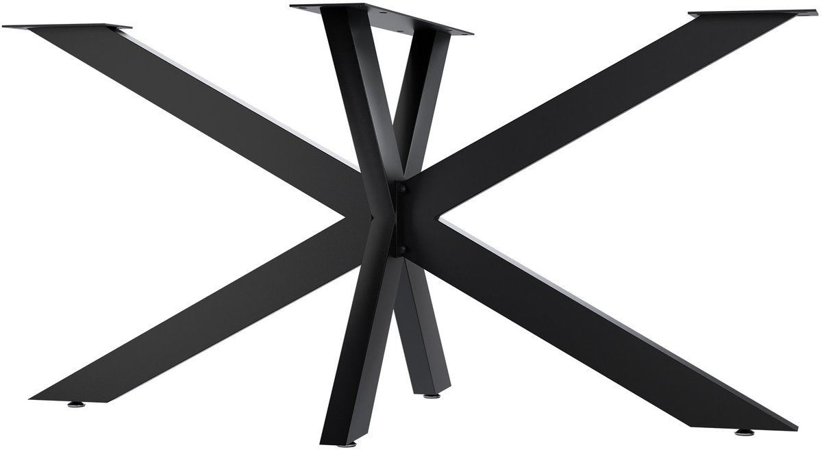 CLP Biloxi tafelpoten - metaal - voor doe-het-zelf - Hoogte 71 cm - Stervormig tafelframe van gepoedercoat staal - zwart 150x78 cm