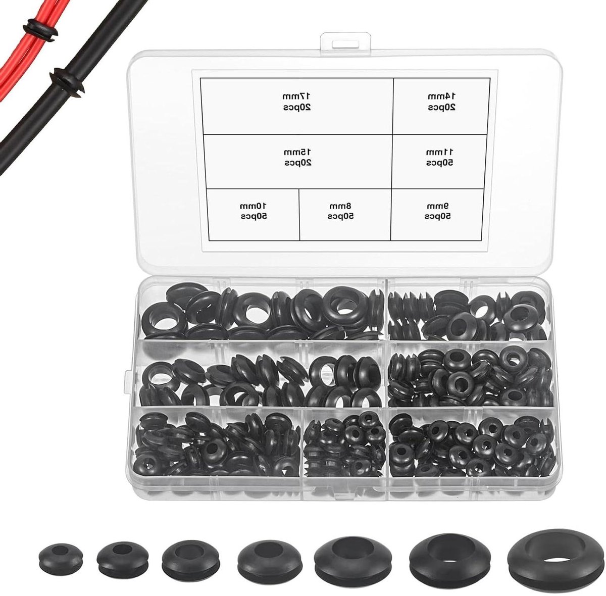 Rubberen afdichtingsset kabeldoorvoer - 260 stuks gesloten rubberen doppen voor draad elektrische installatie auto camper boot kabelgoot kabelbescherming
