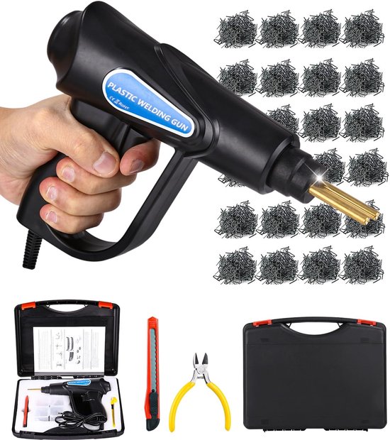 Soudeur plastique 70 W avec 600 clips, kit de réparation de pare-chocs de voiture, soudeur plastique, kit de réparation de soudeur à agrafeuse à chaud pour réparation de pare-chocs de voiture, kit de réparation de voiture