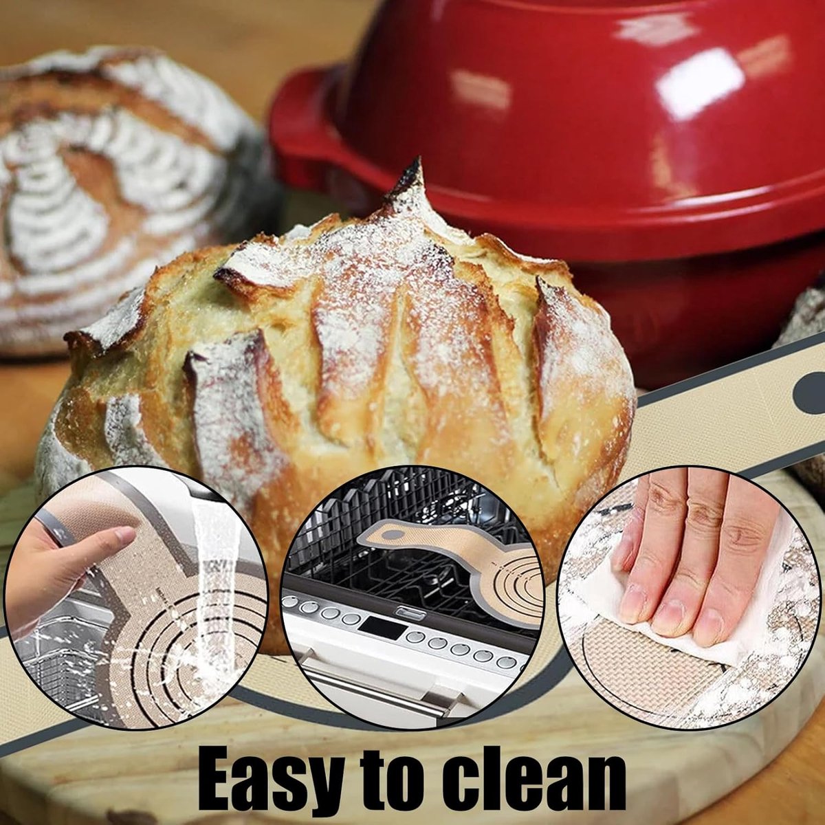 Lange Handvatten Deeg Mat - sling bakmat - 2 stuks - Multifunctionele siliconen bakmat - Herbruikbare Nederlandse Ovenvoering - brood-Sling siliconen bakmat - Broodbakmat - voor gebruik in ovens en magnetrons - Brood Bakken Mat — afbeelding 3