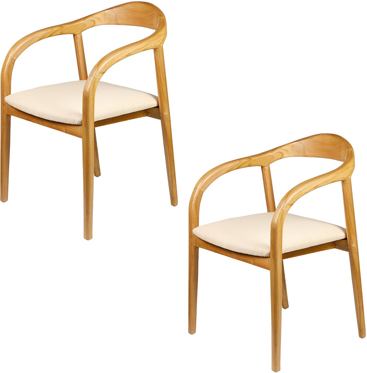 Casa Moro Gestoffeerde stoel - eetstoel eetkamerstoel – eetkamer stoelen voor eettafel - hout beige Polsterstuhl Esszimmerstuhl Holz