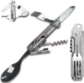 Set de Couverts de camping pliables AdroitGoods - Acier inoxydable - Camping de Survie en Plein air - Fourchette, cuillère et couteau - Services de table Plein air compacte et portable