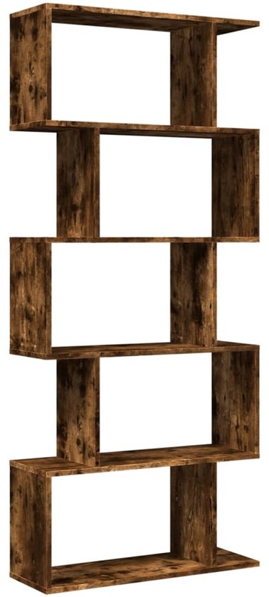 vidaXL Boekenkast 5-laags 45x23,5x162,5 cm bewerkt hout gerookt