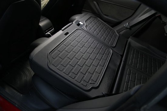 Complete set passend bij Tesla Model 3 automatten kofferbakmatten vooraan achter velours (siernaad zilver) automatten, 5-delig