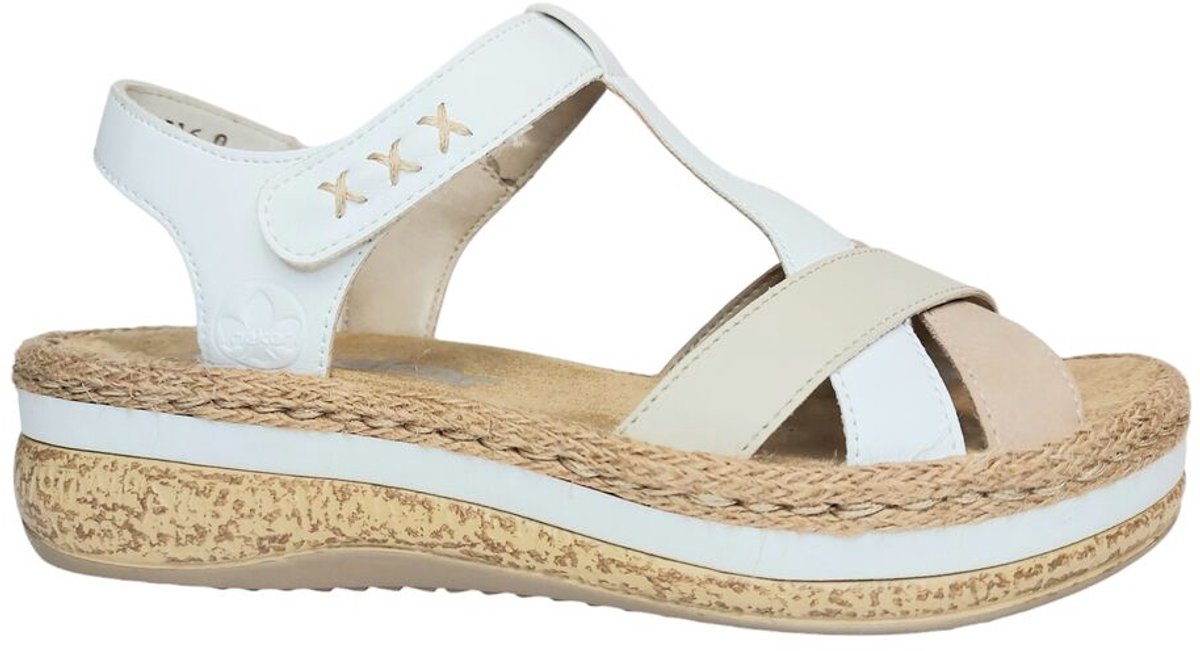 Rieker Sandaal V0919-80 Wit Beige Combi
