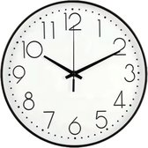 HSXL - Kleine 30cm Design Wandklok met Stil Quartz Uurwerk - Zwart / Wit - HSM001 - Analoog - Klok Modern - Kantoor / Keuken / Slaapkamer / Woonkamer Muurklok