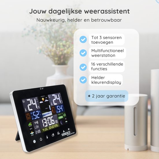Raddy V5 Weerstation Draadloze binnen- en buitenthermometer, hygrometer