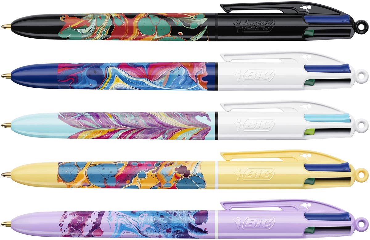 BIC Colours Hydro Purple 4-kleurenbalpen, medium 12 stuks