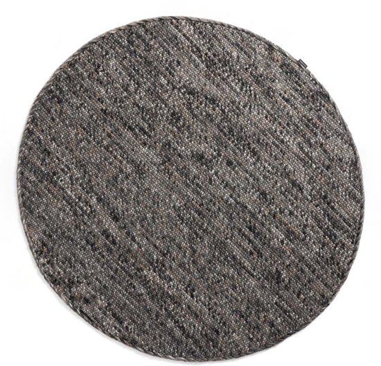 Tapis rond en laine Lett - gris/marron 190 cm rond