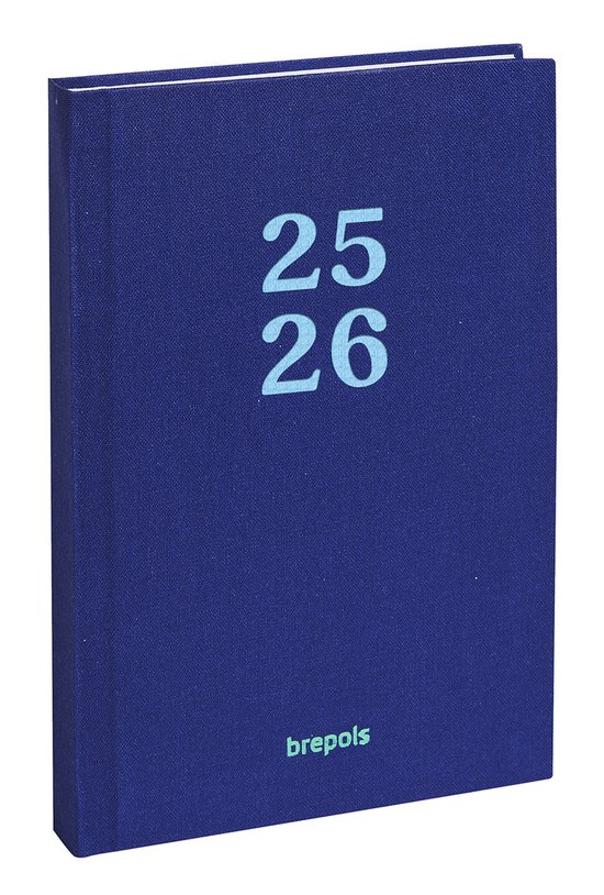 Brepols agenda 2025-2026 - Student RAINBOW - Schoolagenda - 1 week op 2 pagina's - Linnen omslag - Weekoverzicht - Donker Blauw - 9 x 16 cm
