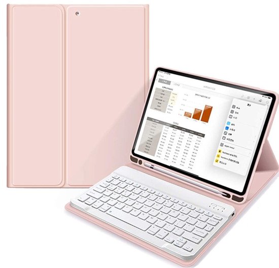 Convient pour iPad 2025 (11e génération) Housse de clavier | Étui 10,9 pouces adapté à l'iPad 2025 avec clavier | Clavier QWERTY avec Bluetooth | Support intégré | Étui clavier adapté à l'iPad 11 avec écran 10,9 pouces rose clair