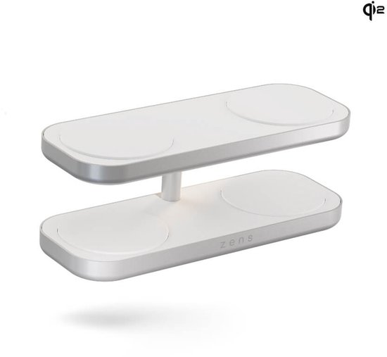 Zens Quattro Wireless Charger Pro 4 - Draadloos oplaadstation - Geschikt voor Qi2 en MagSafe - Wit