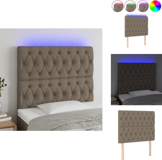 Tête de lit LED vidaXL - 90 x 7 x 118/128 cm - Tissu - Taupe - Lampe LED - Oreiller - Confort de couchage - Coin lecture