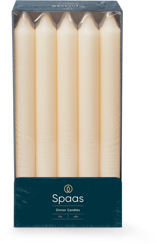 SPAAS - Bougies de table ménage 24cm, ± 8 heures, inodore - Ivoire - Pack économique 50 Bougies de table