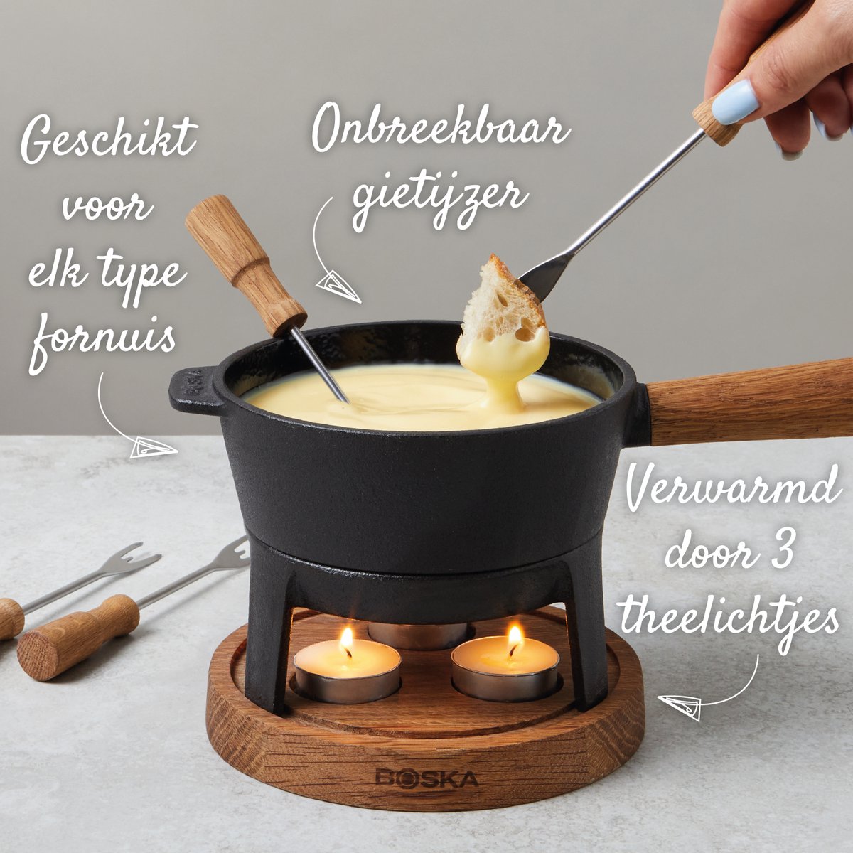 Boska Fondueset Pro S - Kaasfondue - Fonduepannen - Fonduepan voor 350 gram Kaas - 700 ml – foto 3