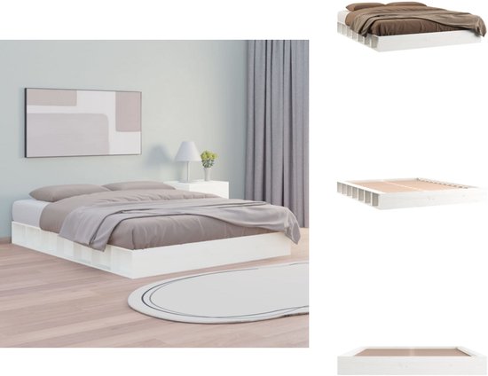 vidaXL Cadre de lit Bois massif Blanc 140x200 cm - Cadre de lit - Encadrements de lit de lit - Lit - Sommier