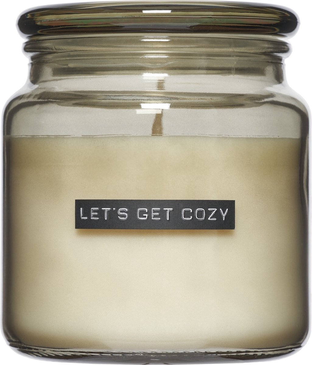 Wellmark Geurkaars - Dark Amber - groot - 9.5x11cm - transparant glas - Let's Get Cozy