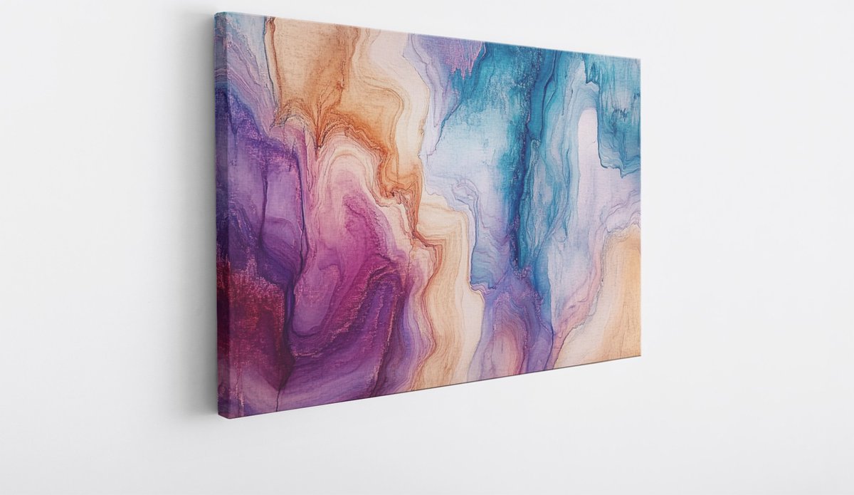 Saammp Canvas Schilderij - Kleurrijk marmer - Abstract - 60x40 - Foto op canvas - Wanddecoratie - Muurdecoratie Woonkamer - Slaapkamer decoratie - Canvas Print Multicolor