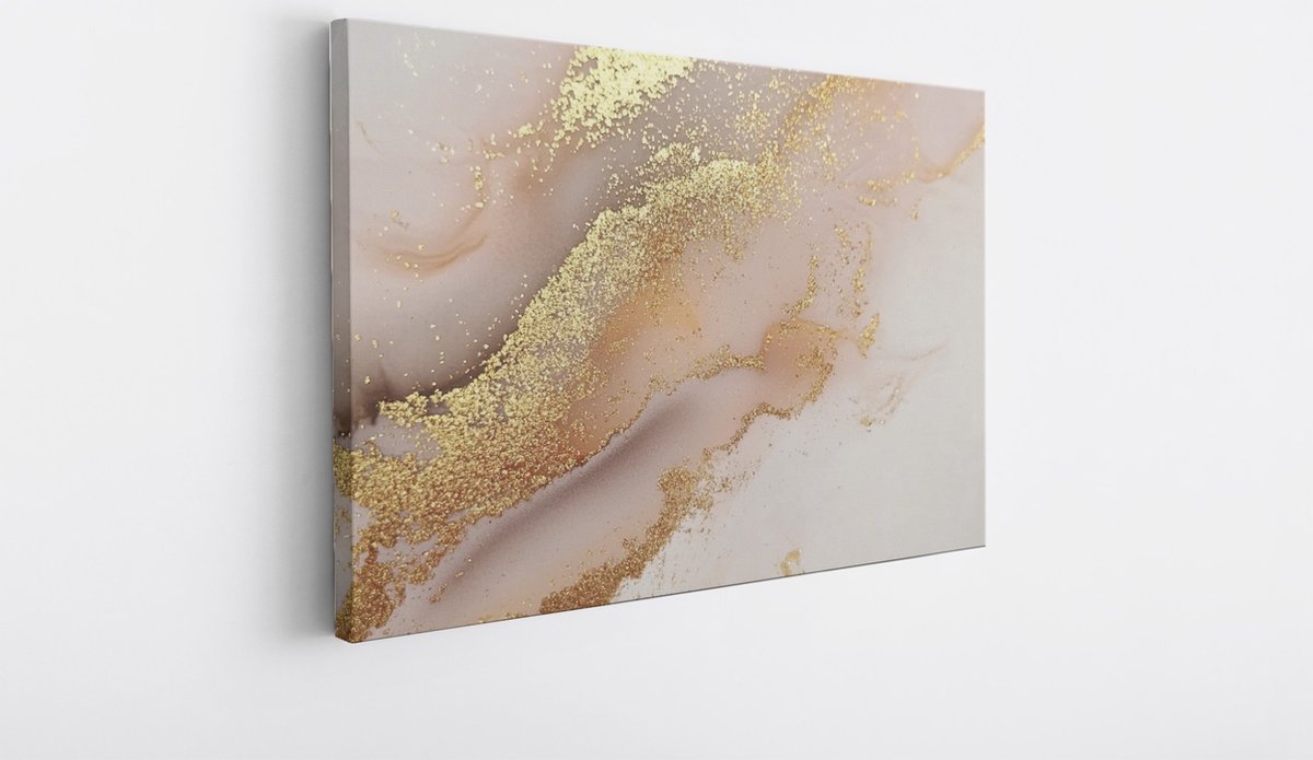 Saammp Canvas Schilderij - Marmer - Pastel - Abstract kunstwerk - 90x60 - Foto op canvas - Wanddecoratie - Muurdecoratie Woonkamer - Slaapkamer decoratie - Canvas Print Multicolor