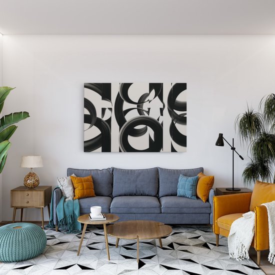 Saammp Canvas Schilderij - Abstract - Zwart-wit - 100x75 - Foto op canvas - Wanddecoratie - muurdecoratie Woonkamer - Slaapkamer decoratie - Canvas Print