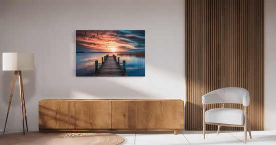 Saammp Peinture sur toile - Échafaudage avec oiseaux - Paysage - Nature - 120x80 - Photo sur toile - Décoration murale - Décoration murale Salon - Décoration chambre à coucher - Impression sur toile