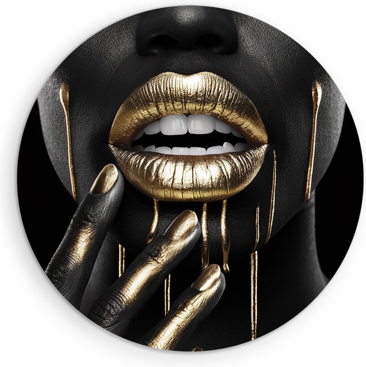 Saammp Forex Muurcirkel - Vrouw - Goud - abstract - Ø 90 - Wandcirkel - Wanddecoratie Cirk