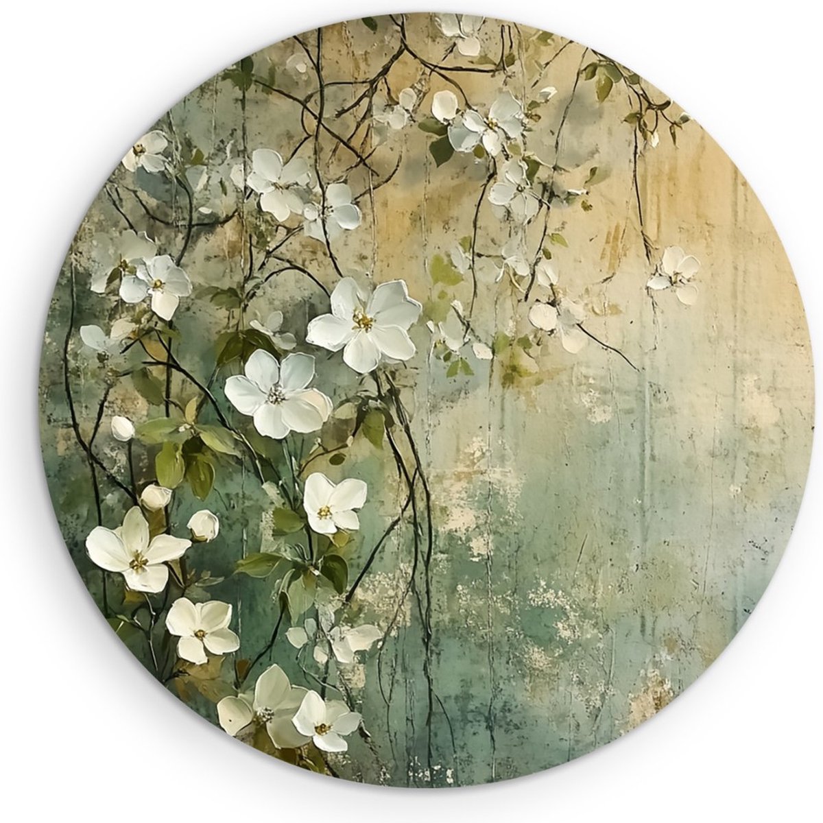Saammp Forex Muurcirkel - Vintage - Natuur - Bloemen - Ø 70 - Wandcirkel - Wanddecoratie Cirkel - Muurdecoratie Woonkamer - Kantoor Decoratie