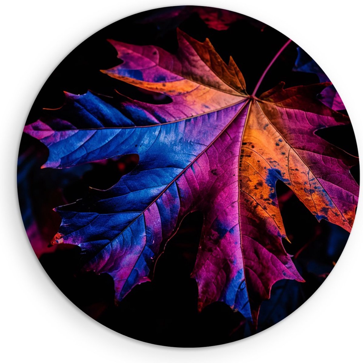 Saammp Muurcirkel Hout - Gekleurd Blad - Bloemen - Natuur - Ø 60 - Wandcirkel - Wanddecoratie Cirkel - Muurdecoratie Woonkamer - Slaapkamer decoratie - Rond Schilderij