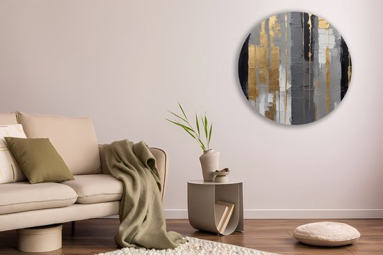 Saammp Cercle Mural Bois - Zwart Or - Abstrait - Ø 40 - Cercle Mural - Décoration murale Cercle - Décoration murale Salon - Décoration Chambre - Tableau Rond