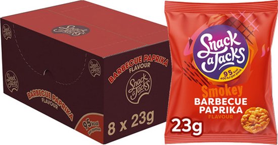 Snack A Jacks Crispy Barbecue Paprika - Tussendoortje - 8 x 23 gram