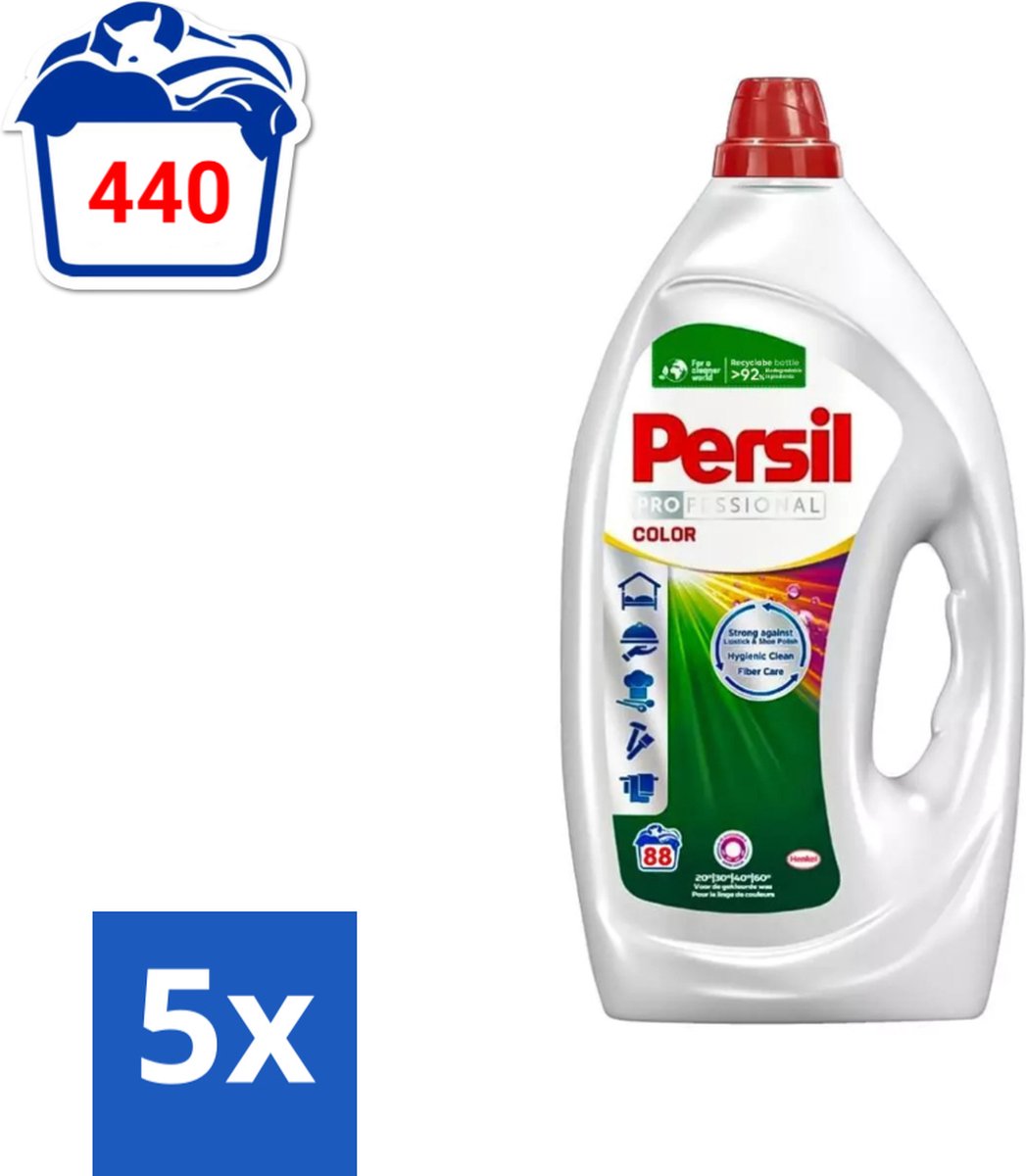 5 x Persil Professional Color - Vloeibaar Wasmiddel - Gekleurde Was - 88 Wasbeurten - Gekleurde Was - Vlekverwijdering - Wasmiddel - Wasresultaat - Wasfrisheid