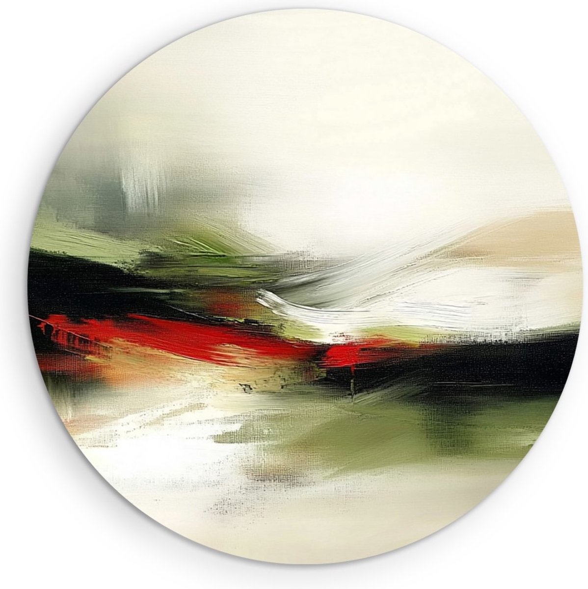 Saammp Forex Muurcirkel - Groene penseelstroken - Abstract - Ø 30 - Wandcirkel - Wanddecoratie Cirkel - Muurdecoratie Woonkamer - Kantoor Decoratie