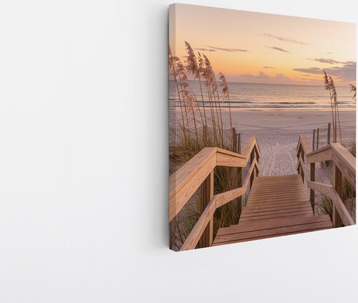 Saammp Canvas Schilderij - Pad naar de Zee - Strand - 60x60 - Foto op canvas - Wanddecoratie - muurdecoratie Woonkamer - Slaapkamer decoratie - Canvas Print Multicolor