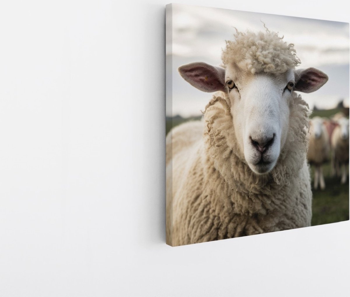 Saammp Canvas Schilderij - Schaap - Natuur - Dieren - 40x40 - Foto op canvas - Wanddecoratie - Muurdecoratie Woonkamer - Slaapkamer decoratie - Canvas Print Multicolor