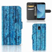 Smartphone Hoesje Geschikt voor Samsung A30 Book Style Case Blauw Wood
