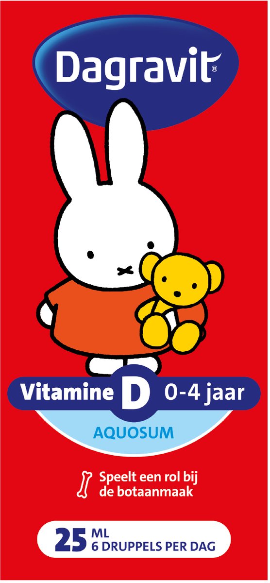 Goedkoopste Dagravit Kids Vitamine D Aquosum - Vitamine D speelt een rol bij de botaanmaak - Nijntje - 25 ml