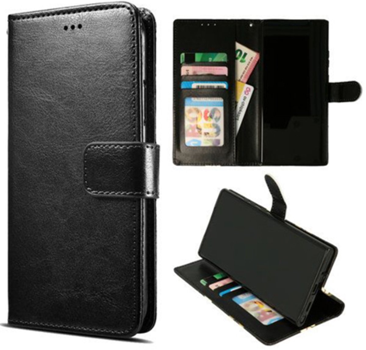 Telefoonhoesje Geschikt voor Sony Xperia 10 Simple Bookcase - Zwart - Ruimte voor 3 pasjes