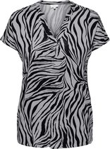 ONLY CARMAKOMA CARFYRLA LIFE CAP V-NECK TOP JRS Dames Top - Alloy Zebra