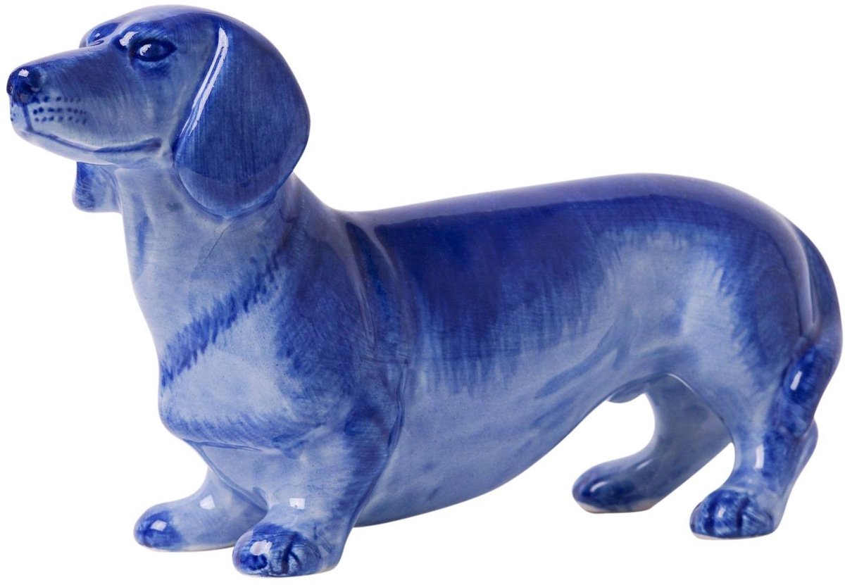 Heinen Delfts Blauw - Decoratief figuur 'Teckel'