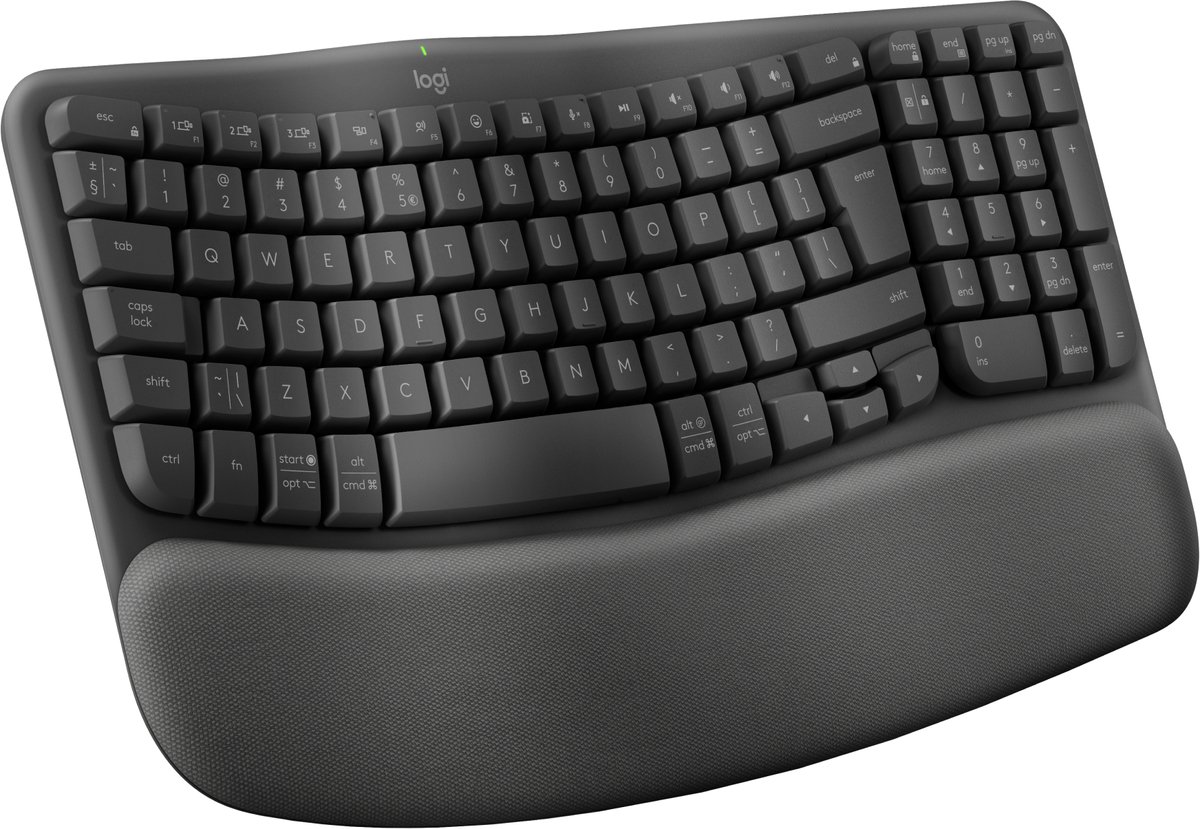 Logitech Wave Keys - Draadloos Toetsenbord - Ergonomisch - Qwerty - Grafiet