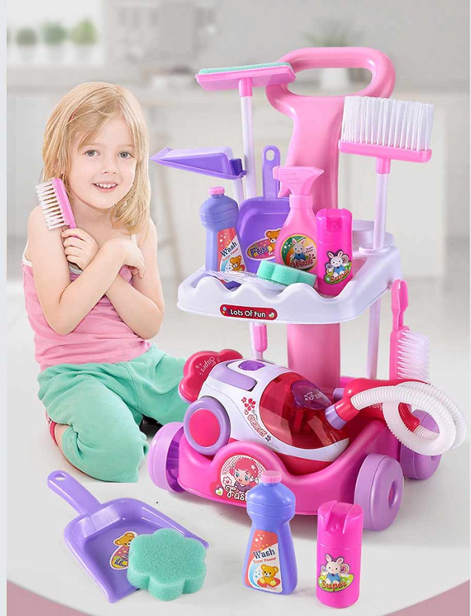 XL Schoonmaakset Kinderen - Montessori Speelgoed Stofzuiger en Schoonmaaktrolley - Schoonmaakset Speelgoed voor Kinderen - Speelgoed Stofzuiger en Accessoires - 3 tot 6 Jaar - 11 Delig — afbeelding 8