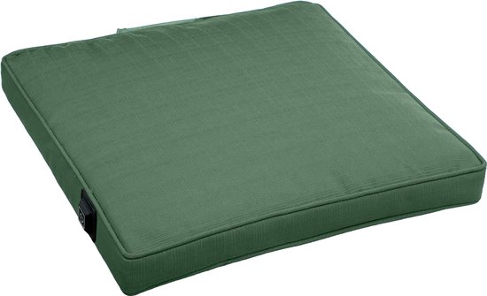 Warmpi® Verwarmd Outdoor Zitkussen – Incl. 10.000mAh Powerbank – Waterafstotend & UV-bestendig – 3 standen – 5cm Comfort Foam – 40x40x5 cm – Groen – Draadloos Warmtekussen / Tuinkussen voor Binnen & Buiten