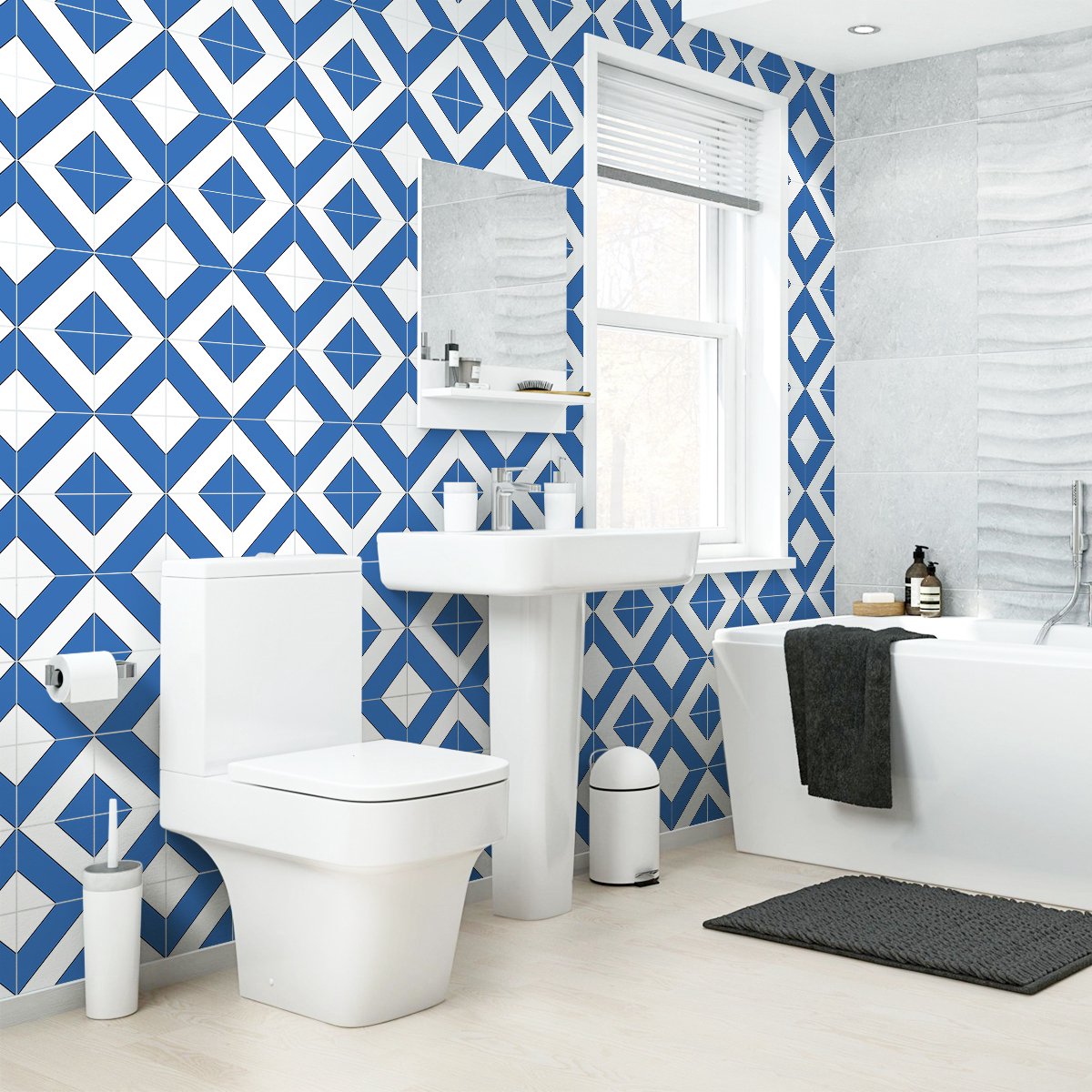 Ambiance Sticker Zelfklevende tegelmuurstickers voor keuken en badkamer - 60 Azulejos Pascaul tegelstickers - 60 stickers 15x15cm Multi color