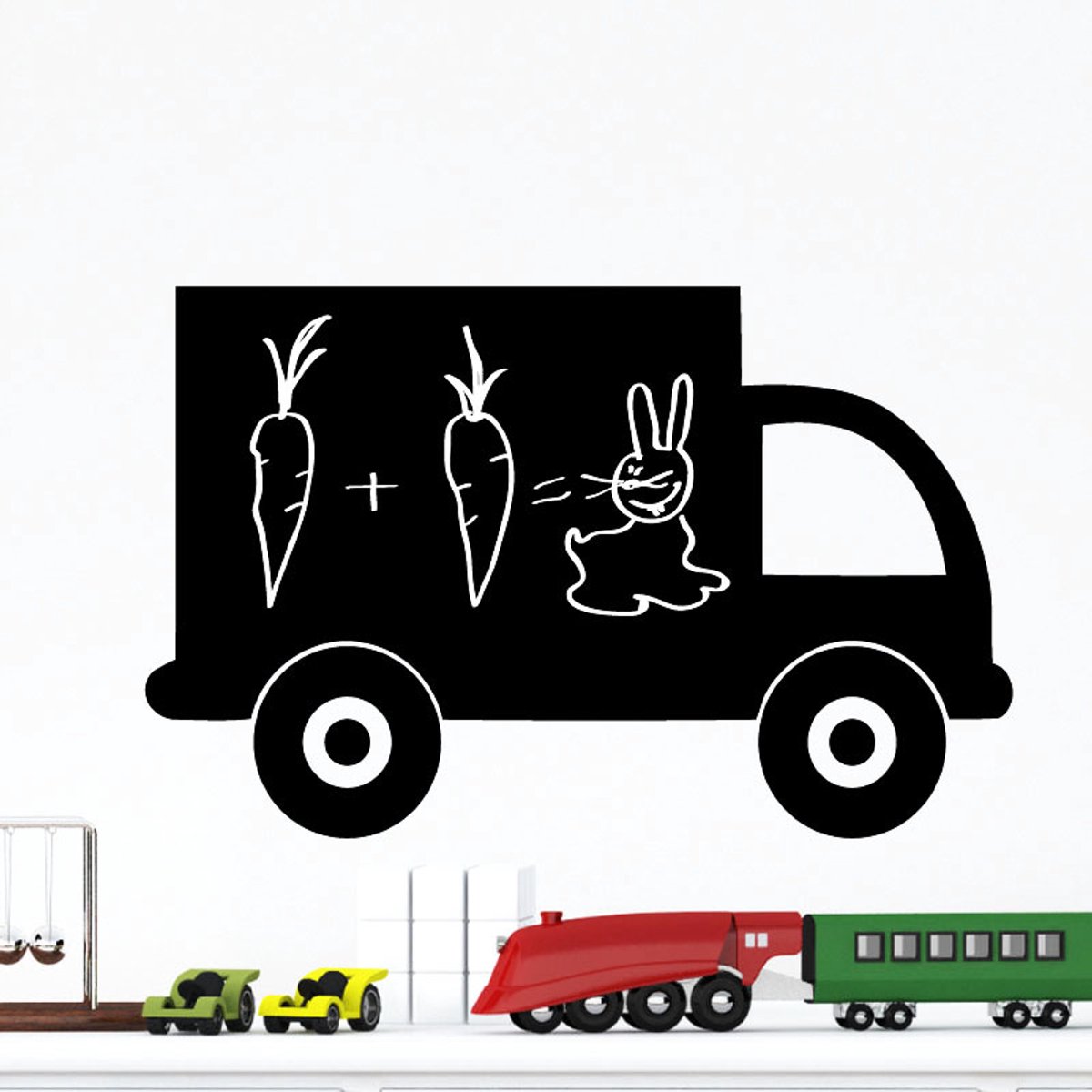 Ambiance Sticker Schoolbordsticker - uitwisbare zelfklevende muurstickers - VRACHTWAGEN - 70x110cm Multi color