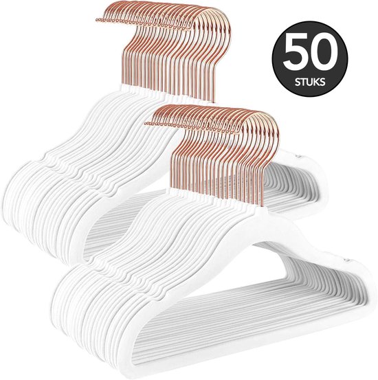 Brixy 50 Baby Kledinghangers - Wit - Kinder Kledinghangers - Kleerhanger - Fluweel - Broeklat