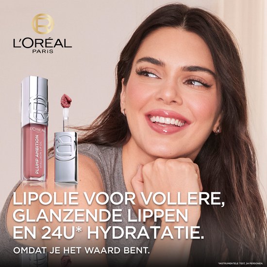 L'Oréal Paris Plump Ambition 650 Nude Macaron Huile à Lèvres - Huile à lèvres avec acide hyaluronique - Pour des lèvres plus pulpeuses et douces - Rouge Chaud - 5,4 g