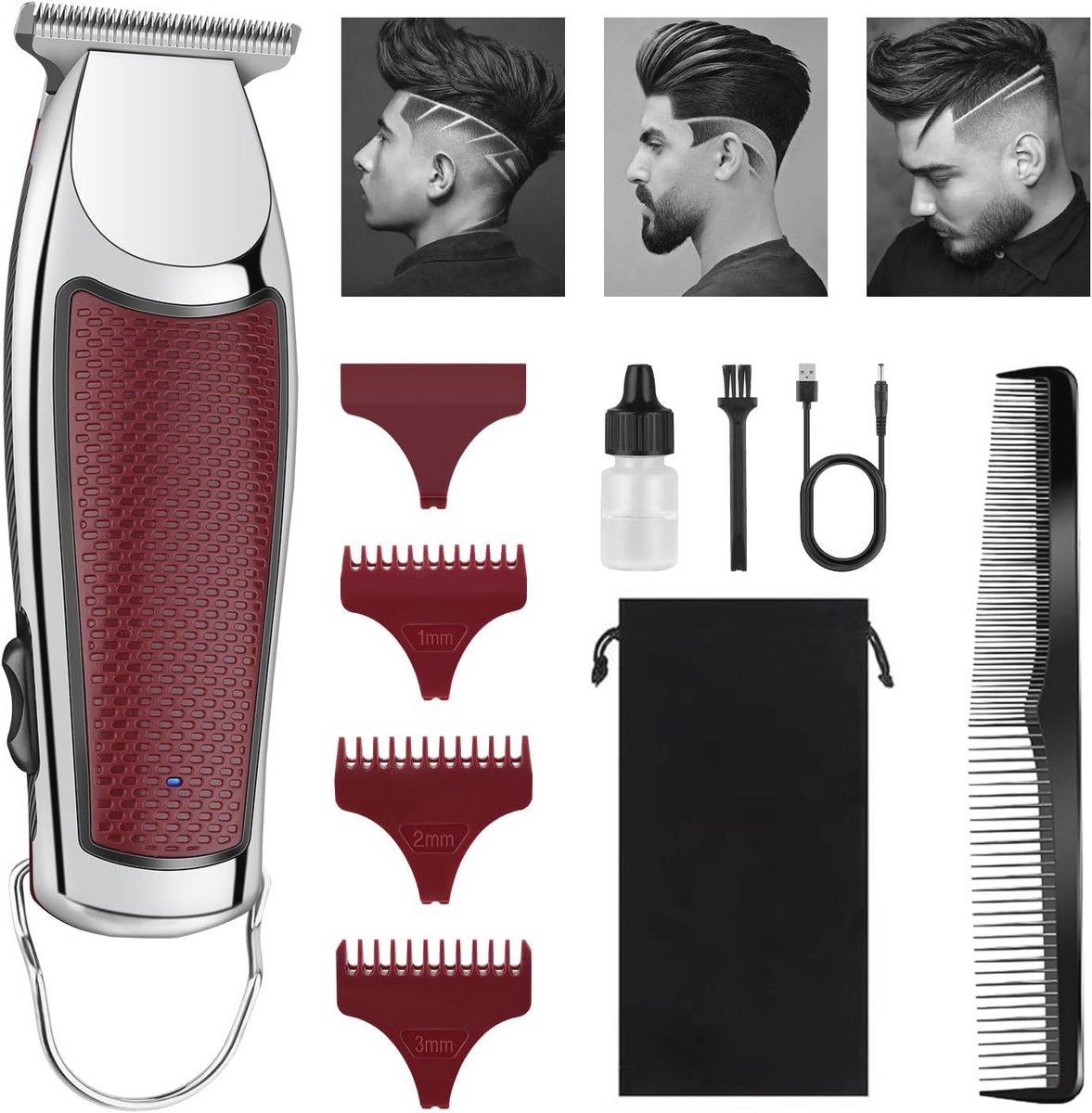 Professionele Draadloze Tondeuse voor Mannen - Zero Gapped Elektrische T-Blade Trimmer