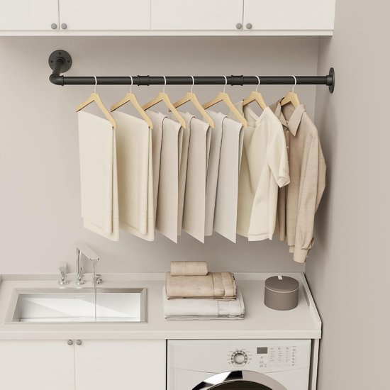 YheenLf Wandgarderobe, L-vorm, kledingrek voor industriële