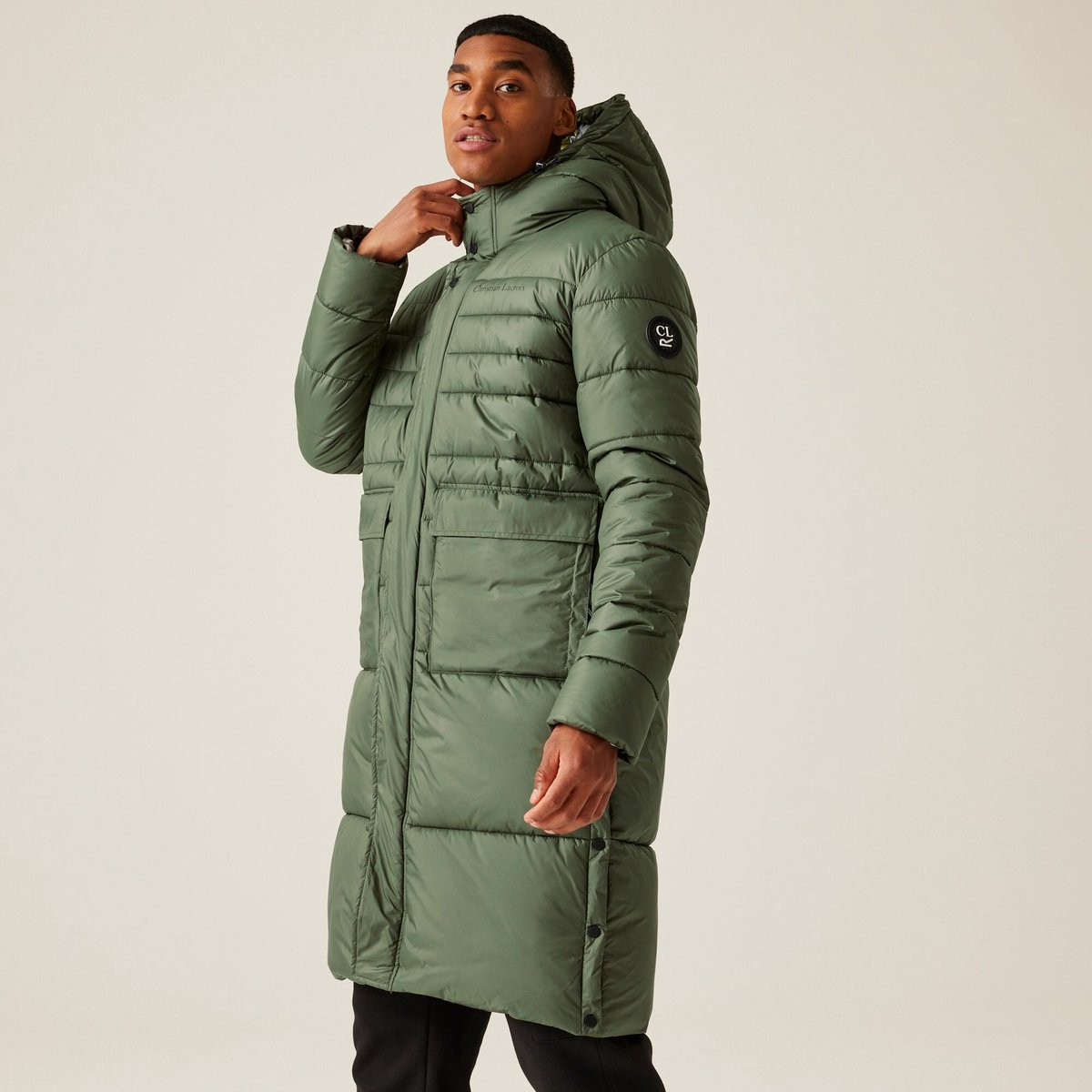 De Christian Lacroix Collongues casual doorgestikte en gevoerde jas voor heren Groen